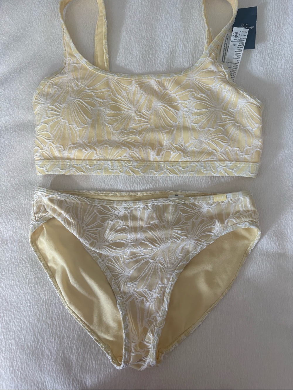 ABERCROMBIE KIDS Girls Yellow and White Floral Two-Piece Swim Set